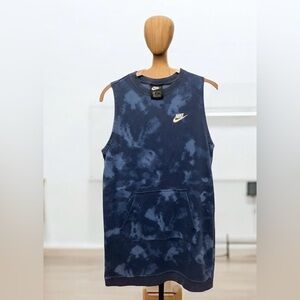 Nike Women's Blue Tie Dyed Knee Length Tank Top Dress - M